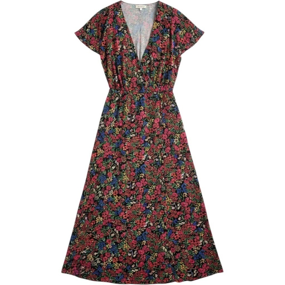 Gap Wrap Maxi Dress Black Floral XL Garden Floral Dark Romantic Summer Event